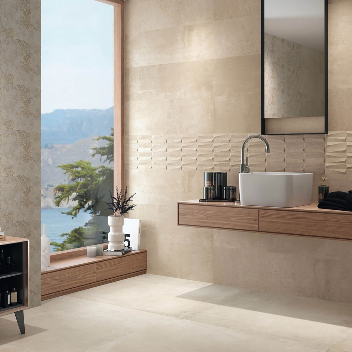 Bathroom with Seattle 1801 Cream flooring 100x100 (Box 1m2)