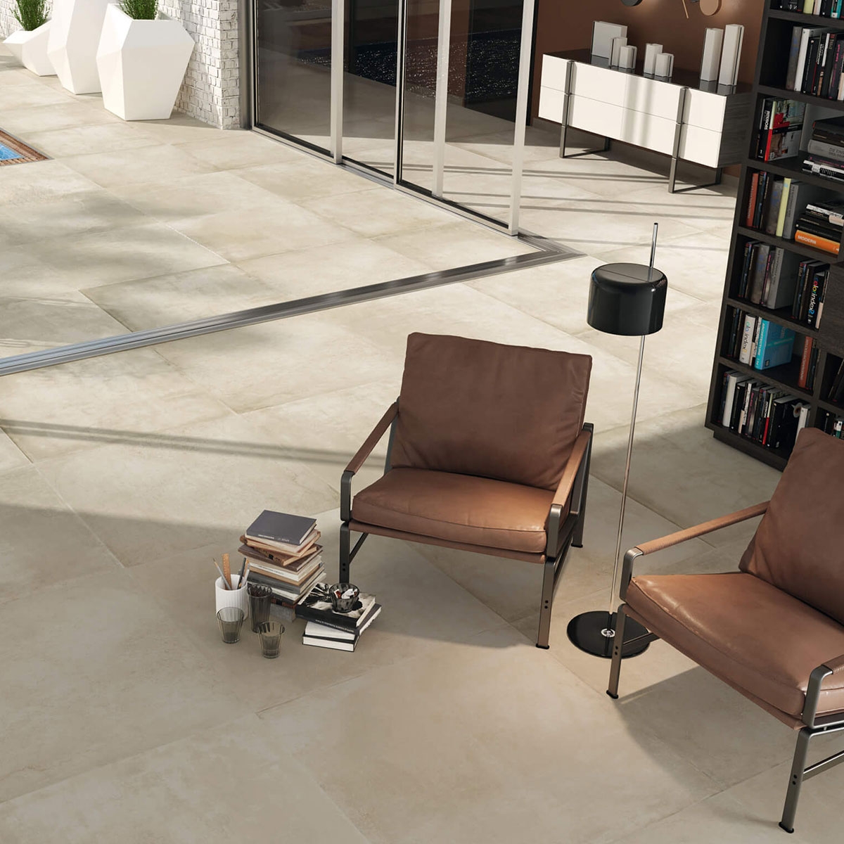 Interior com pavimento Seattle 1801 Cream 100x100