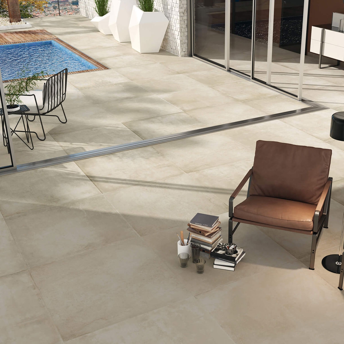 Exterior with Seattle 1901 Cream Non-slip pavement 100x100