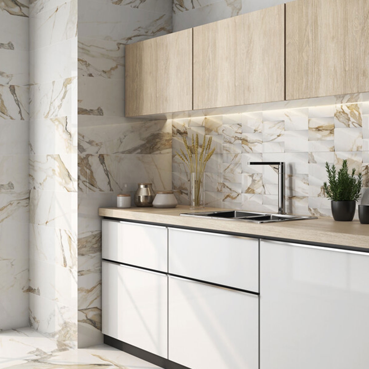 Interior con revestimiento Midas Natural 25x75