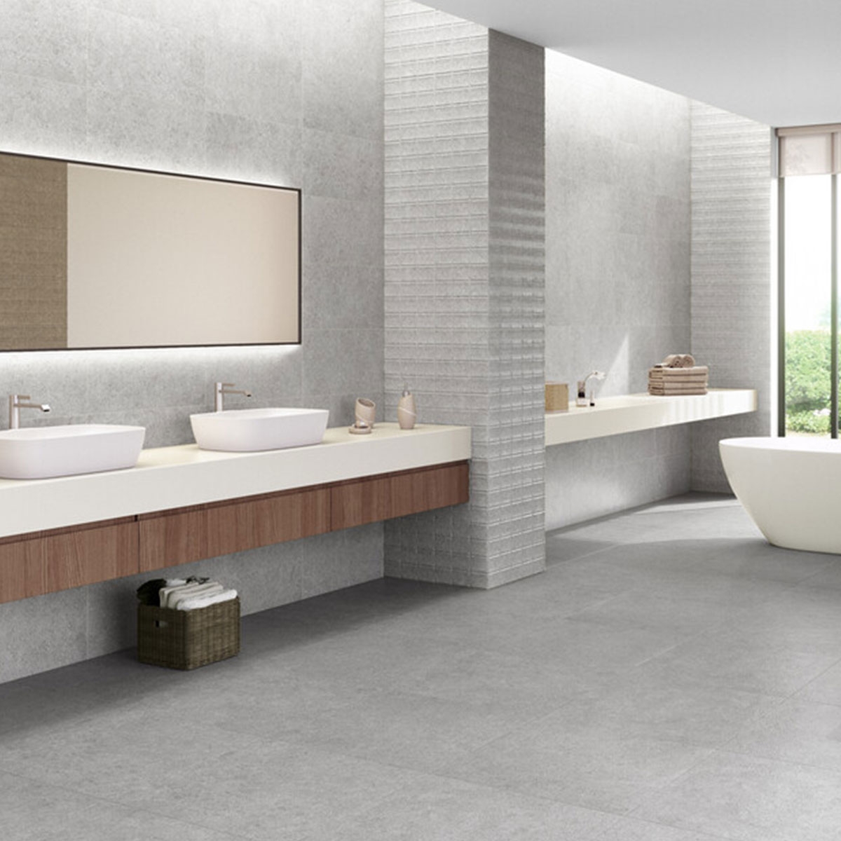 Salle de bain avec mosaïque de pierre à savon Revêtement blanc 30x60