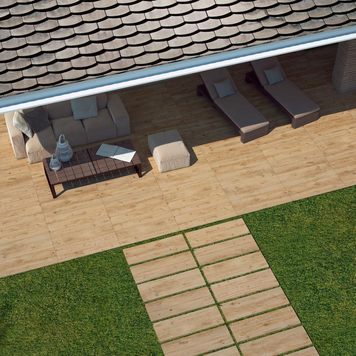 Exterior con Pavimento Treverkhome20 Larice Antideslizante 40x120 20mm (Caja 0,48m2)
