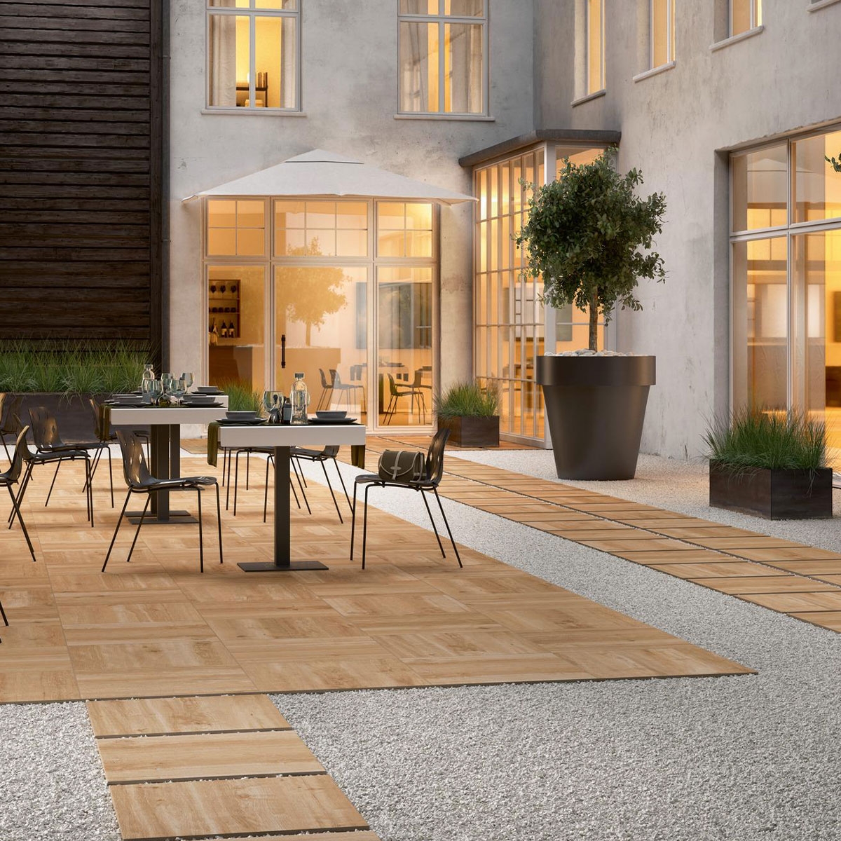 Exterior with Treverkhome20 Larice Non-slip flooring 60x60 20mm (Box 0.72m2)