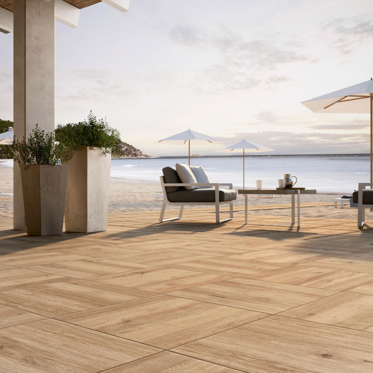 Exterior con pavimento Treverkhome20 Rovere Antideslizante 60x60 20mm (Caja 0,72m2) 1