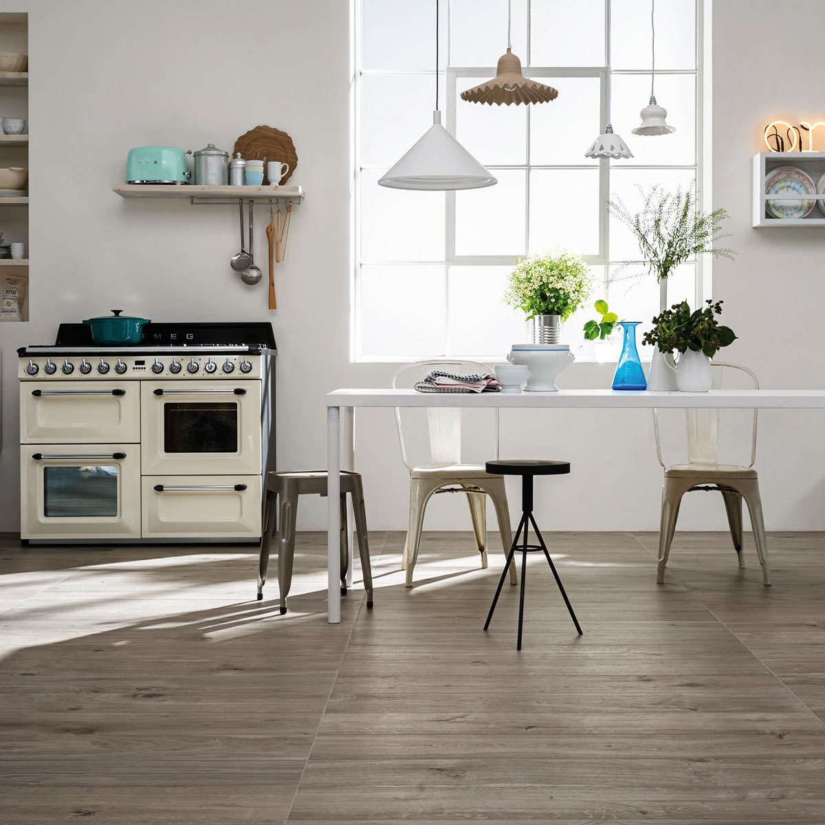 Treverkever Ash 20x120 Cuisine avec dallage (Boîte 0.96m2)