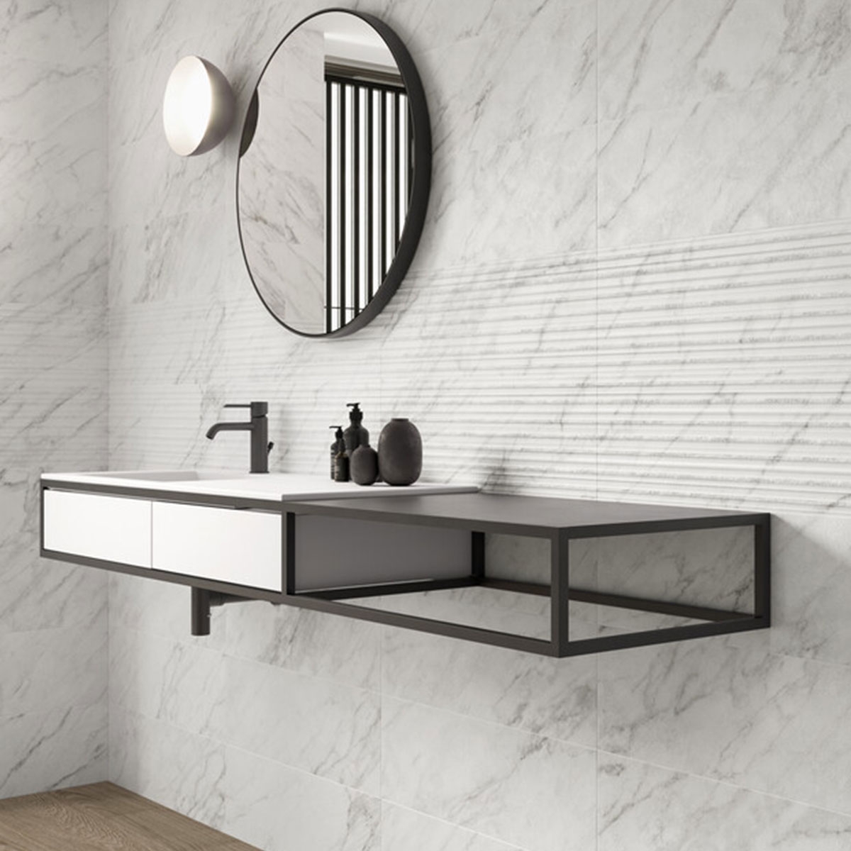 Casa de banho com revestimento Terma Branco 25x75