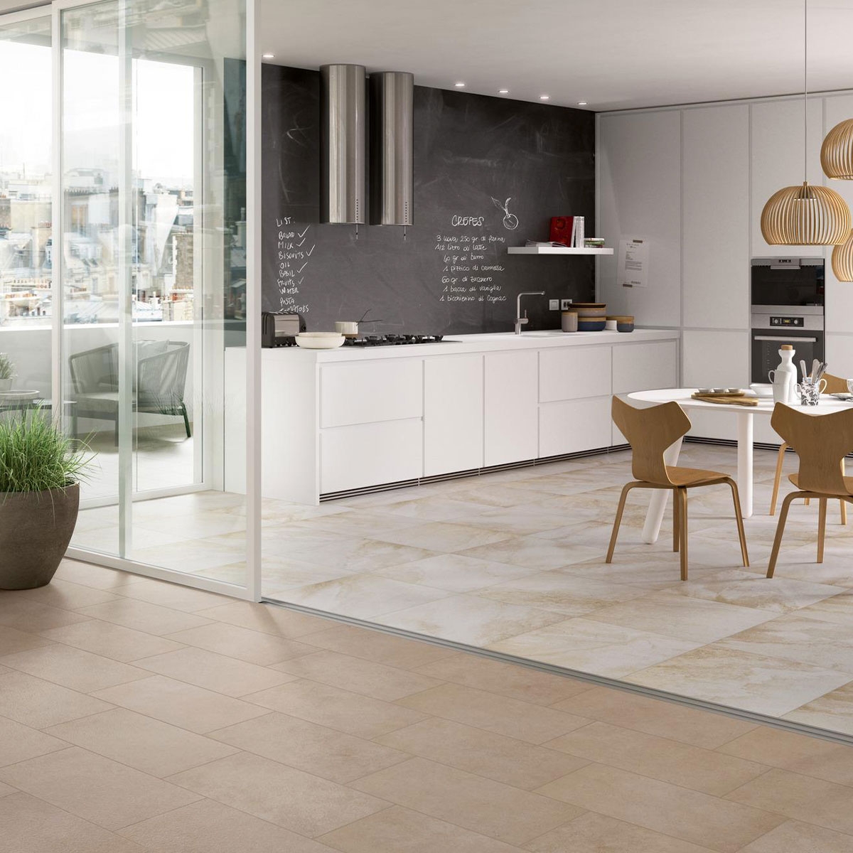 Intérieur avec sol Mystone Silverstone Beige 30x60 (Boîte 0.90m2)