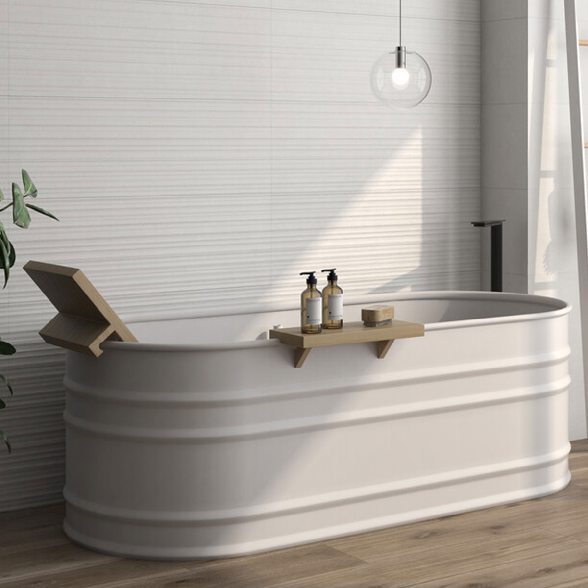 Baño con revestimiento Tanum Thule White 30x90