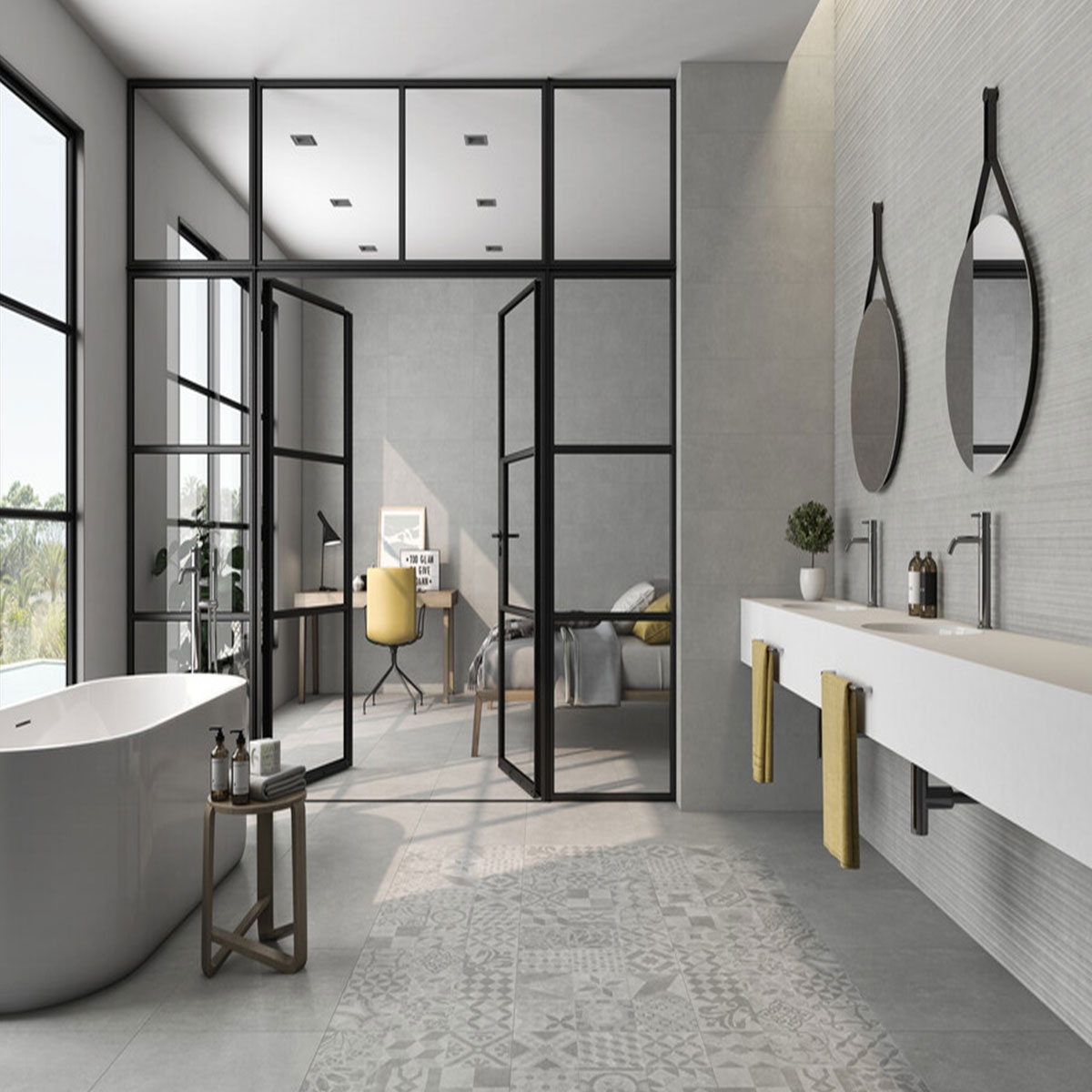 Baño con revestimiento Tanum Thule Ceniza 30x90