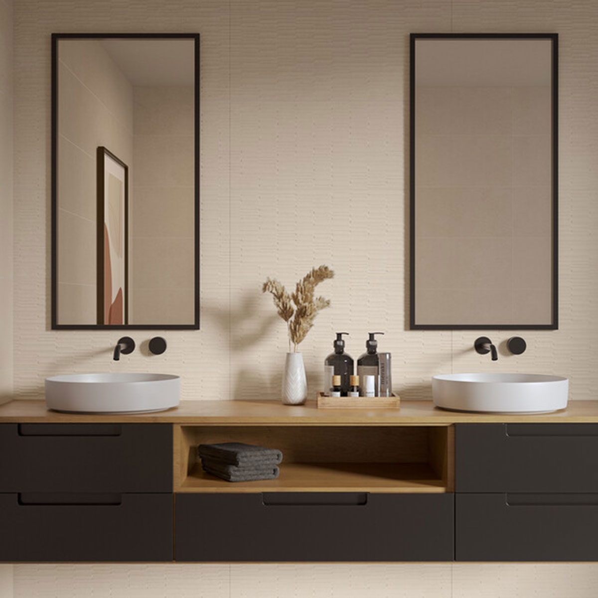 Baño con revestimiento Porter Kind Cream 30x75