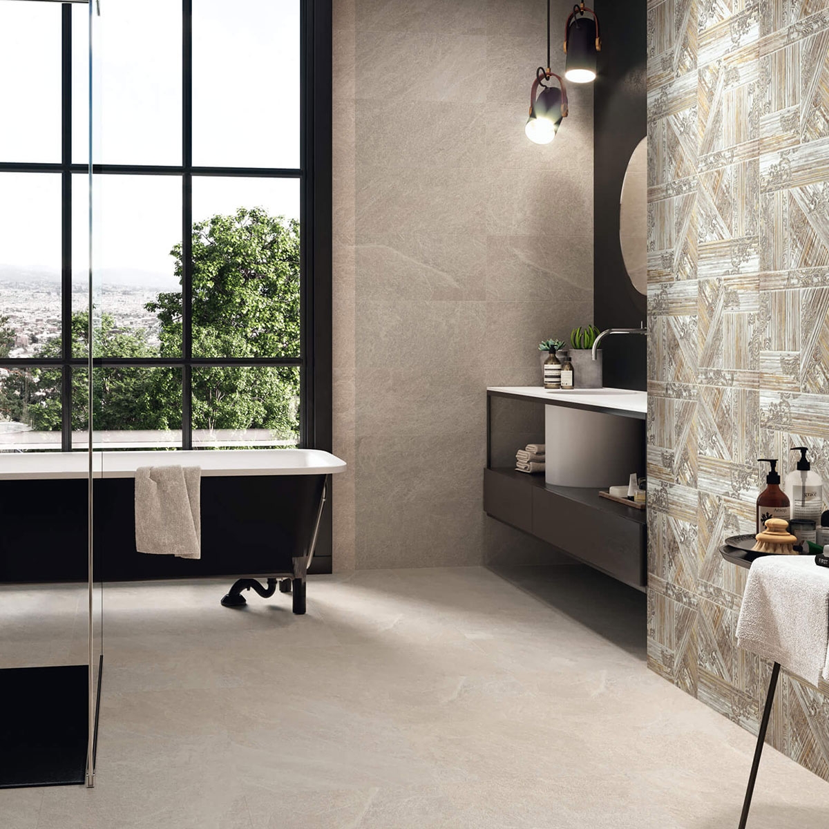 Viena 5045 Salle de bain grise avec sol 50x50 (Boîte 1m2)