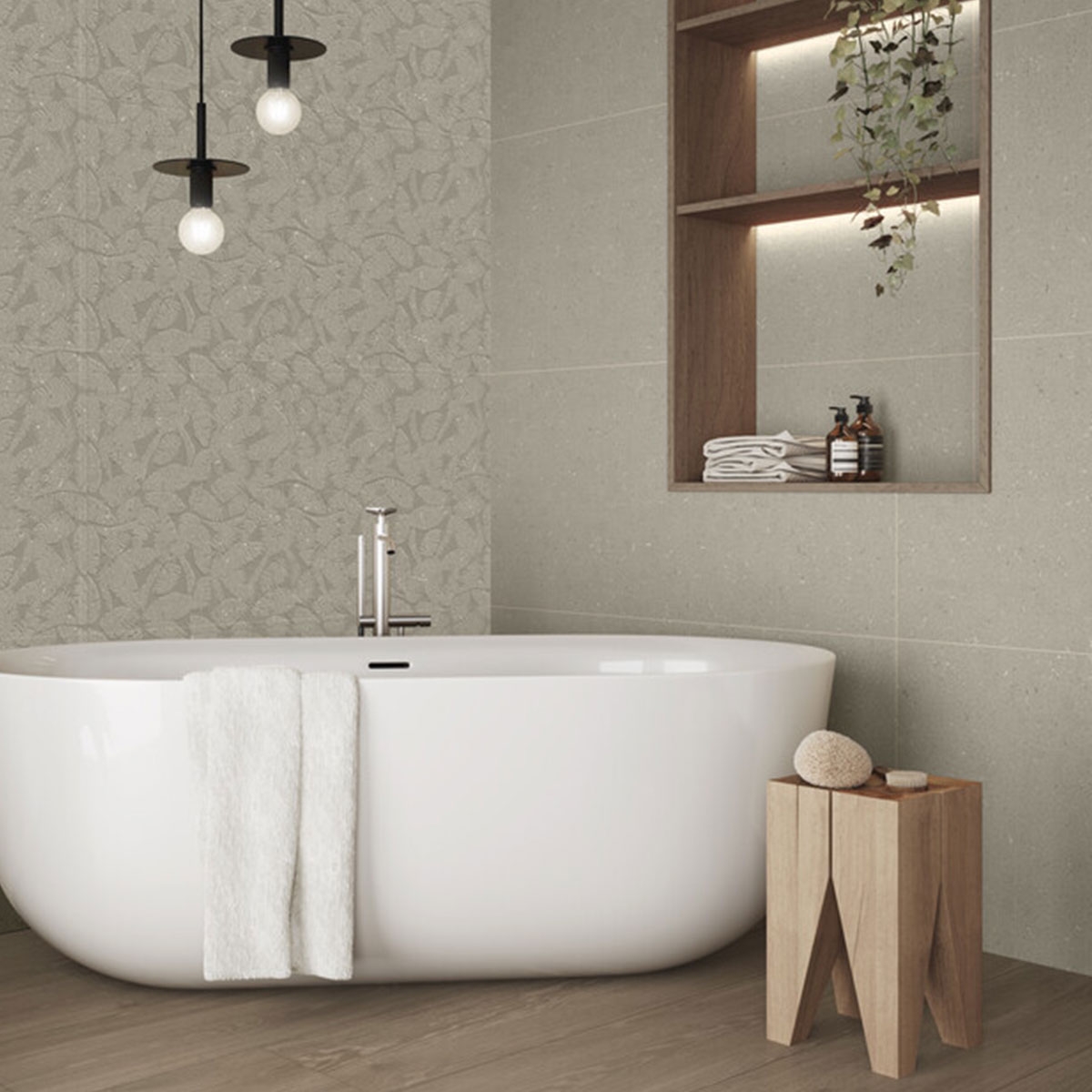 Bathroom with Kenzo Seed Nude coating 60x120
