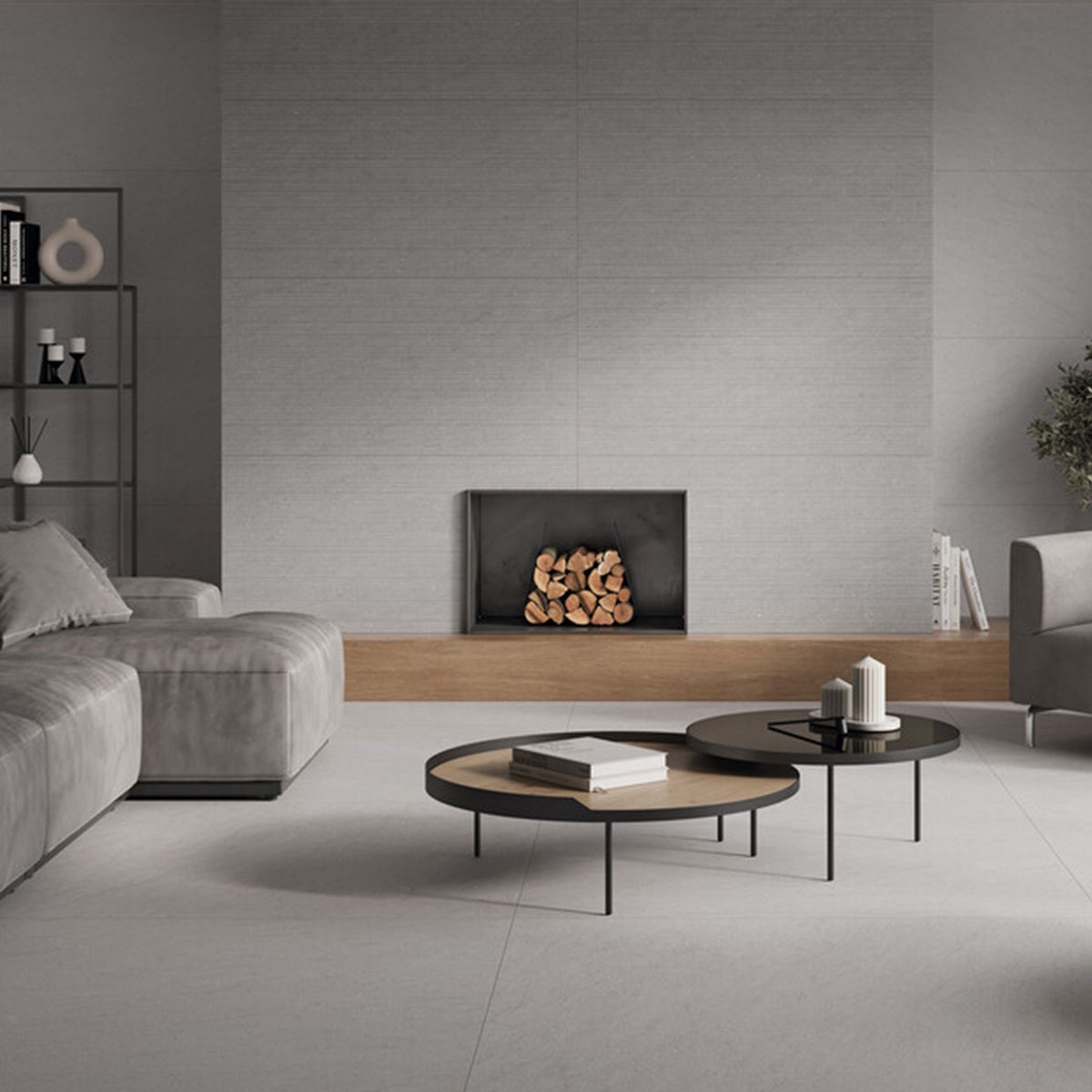 Interior con revestimiento Atenea Pearl 60x120