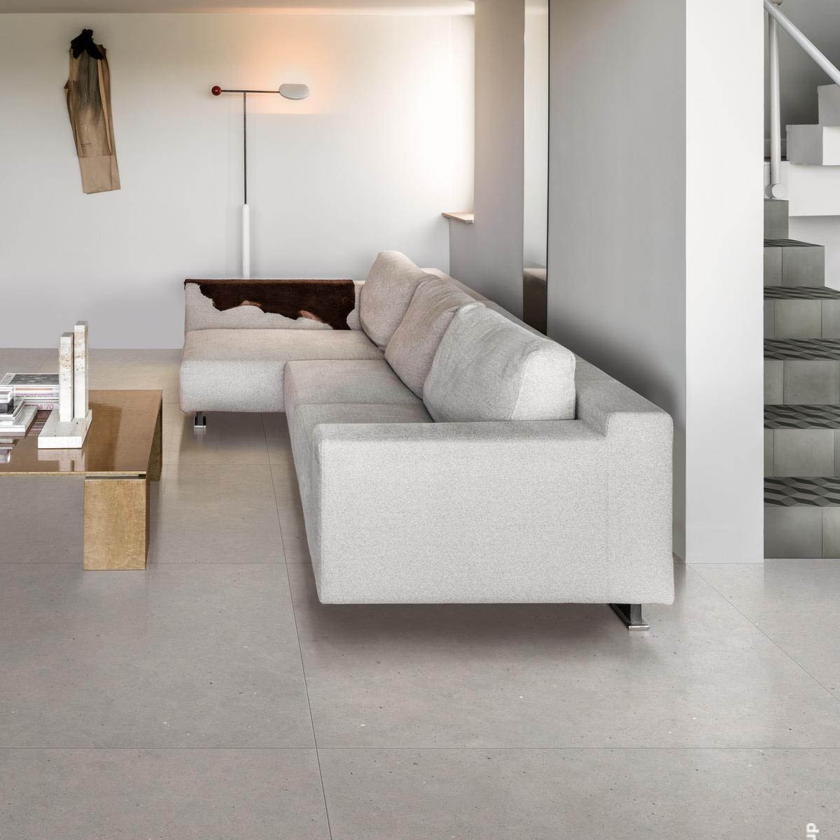 Sala con Pavimento Moon White 120x120