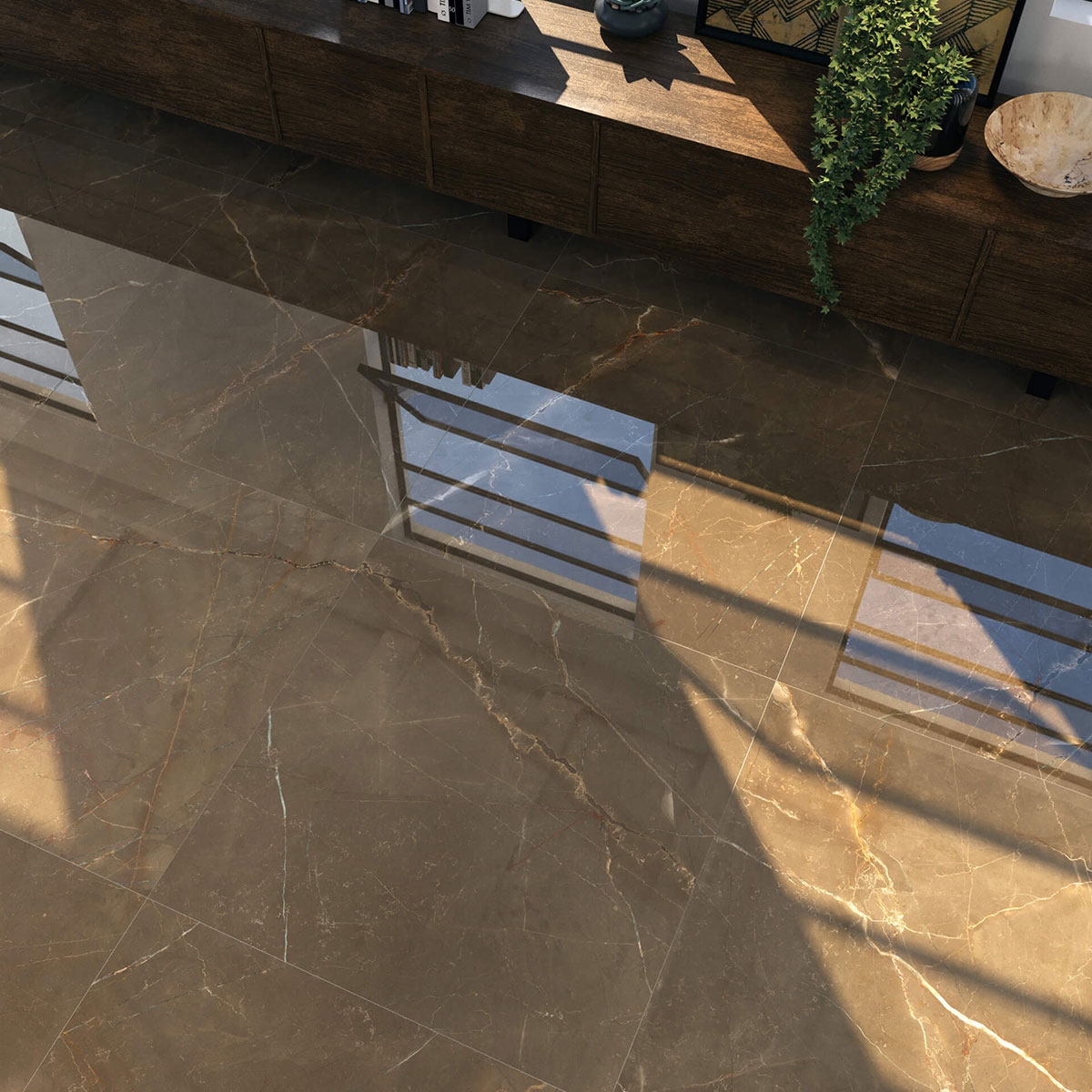 Interior with pavement Venecia 1804 Tabaco 98x98 (Box 0.96m2)