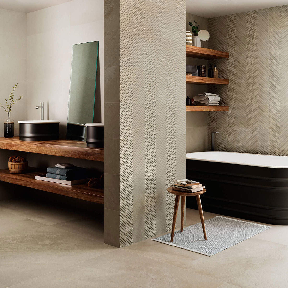 Salle de bain avec revêtement Tribeca 9528 Bone 30x90