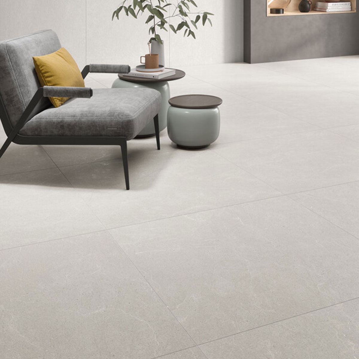 Interior com pavimento Palco White 90x90