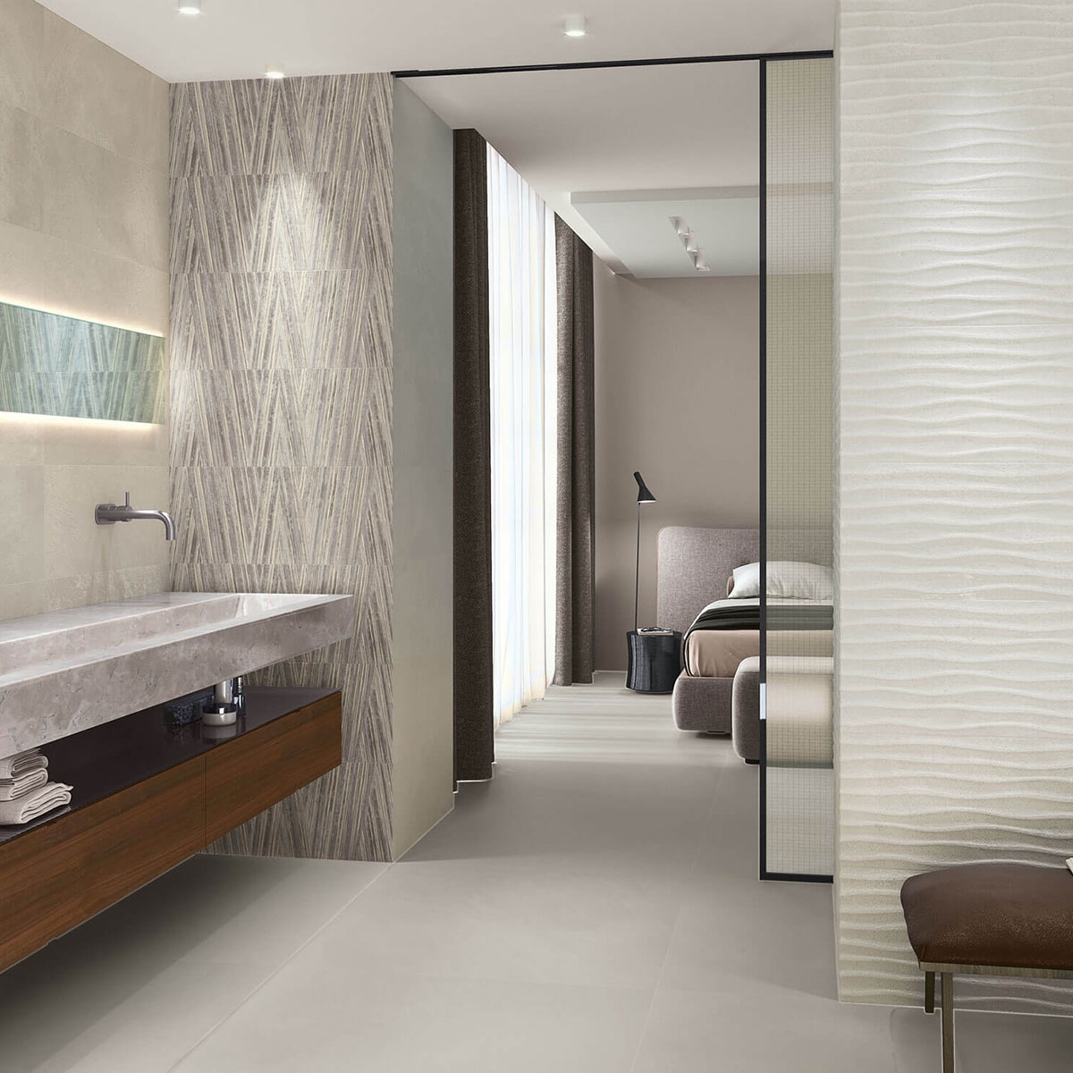 Salle de bain avec revêtement Tribeca 8213 Sable 33.3x80