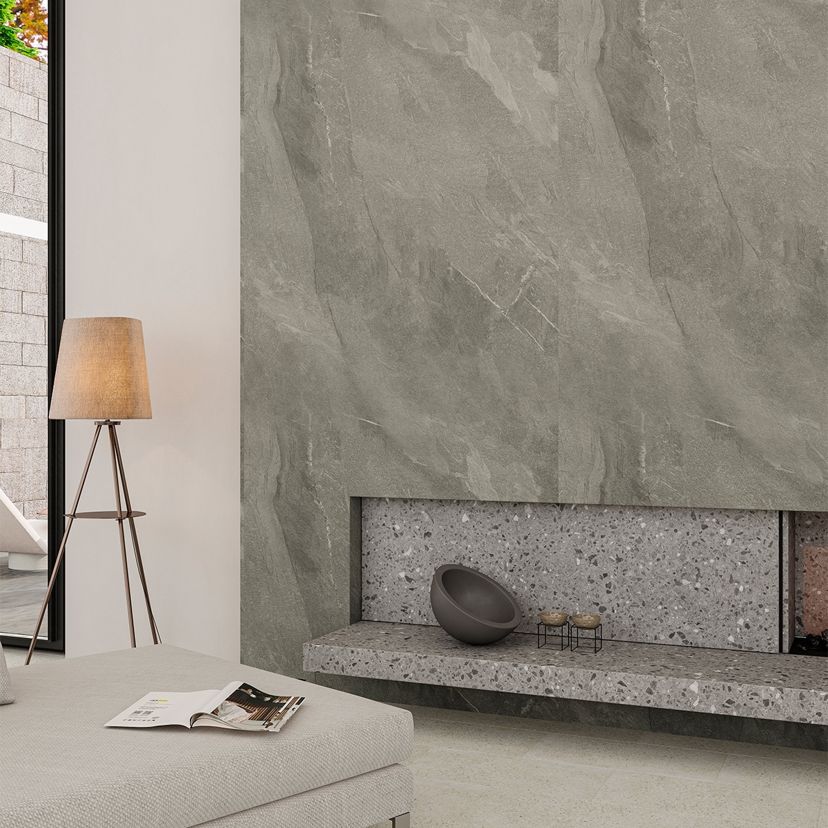 Sala com Ardósia FastPanel Riben 280x60 (Caixa 6.72m2)