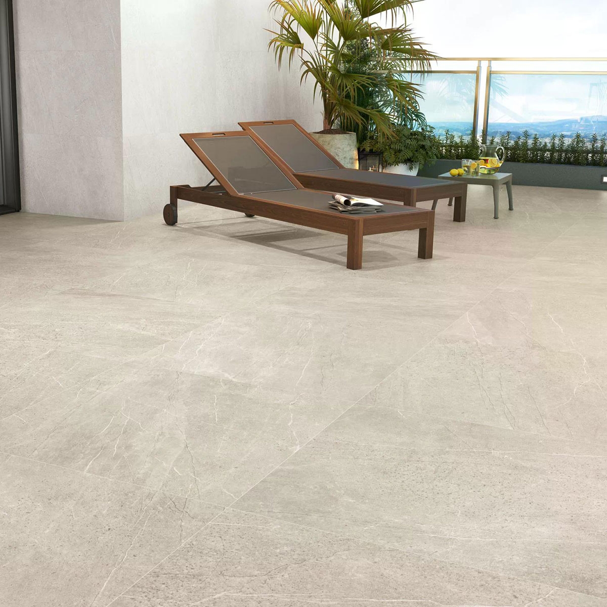 Exterior con pavimento Trevi 1917 Cream Antideslizante 100x100