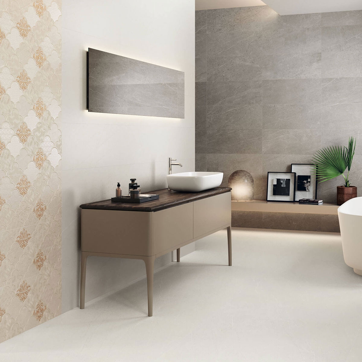 Badezimmer mit Trevi 1817 weißer Verkleidung 100x100 (Box 1m²)