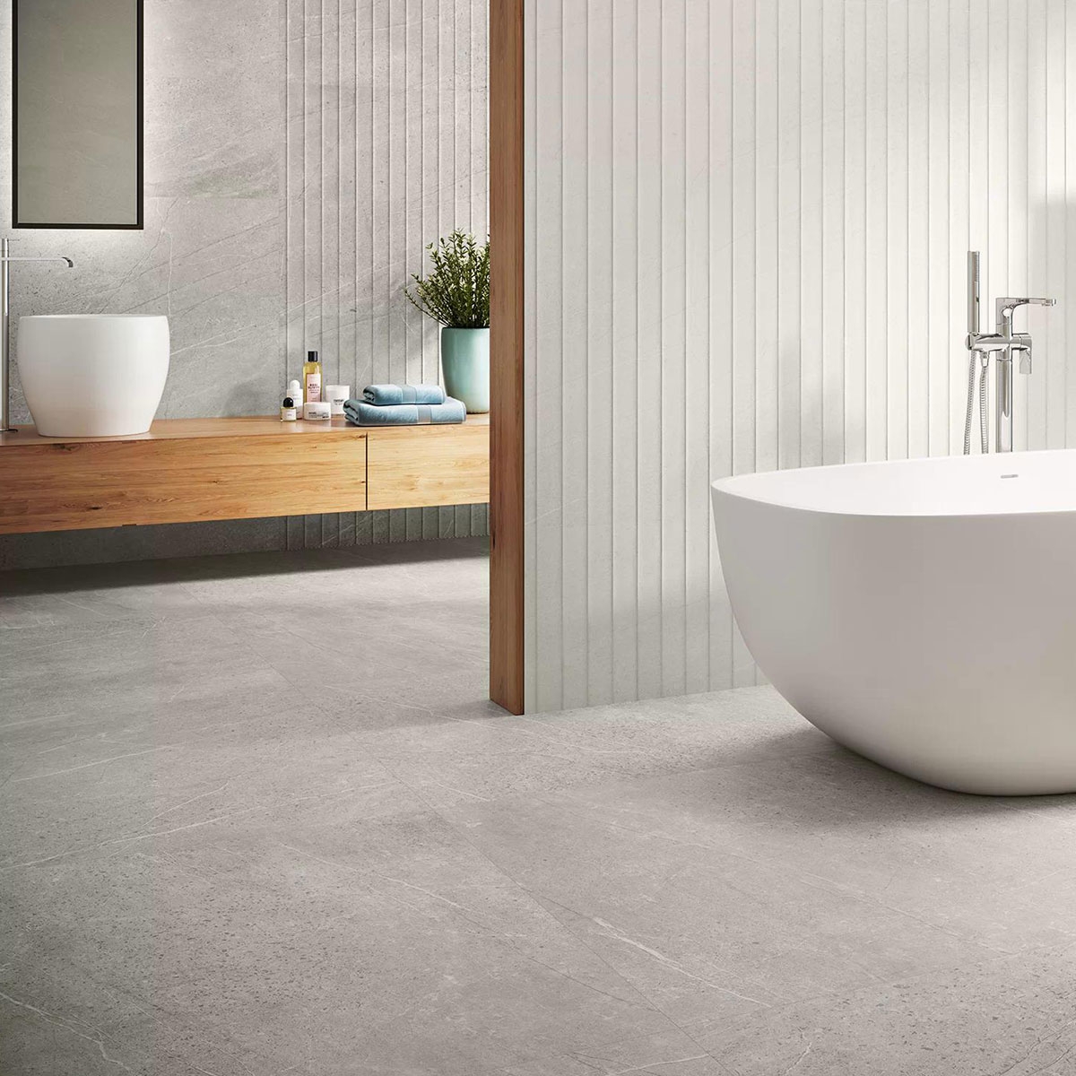 Casa de banho com revestimento Trevi 1215 Relief Silver Relief 40x120 (Box 1.44m2)