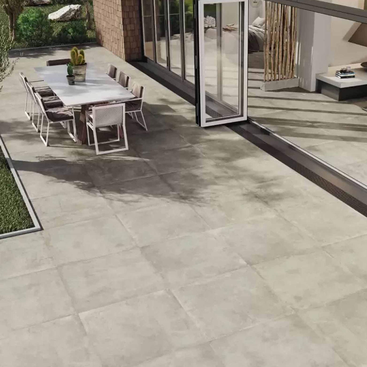 Exterior com pavimento antiderrapante Toscana 1907 Ash 100x100