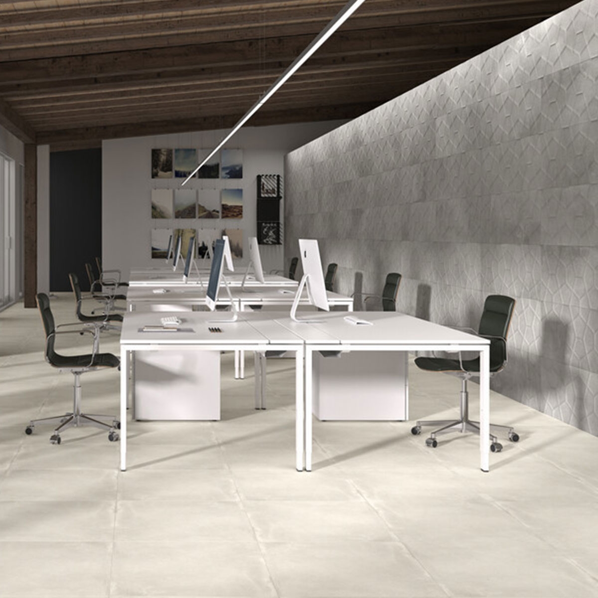 Interior com revestimento de betão Powder Nest 40x120 (Caixa 1,44m2)