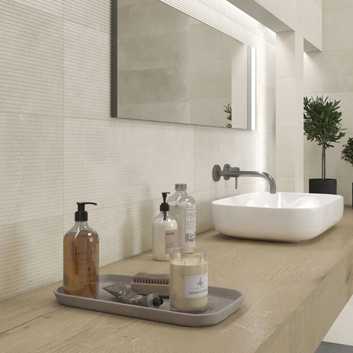 Baño con revestimiento Powder Plot Line Snow 25x75