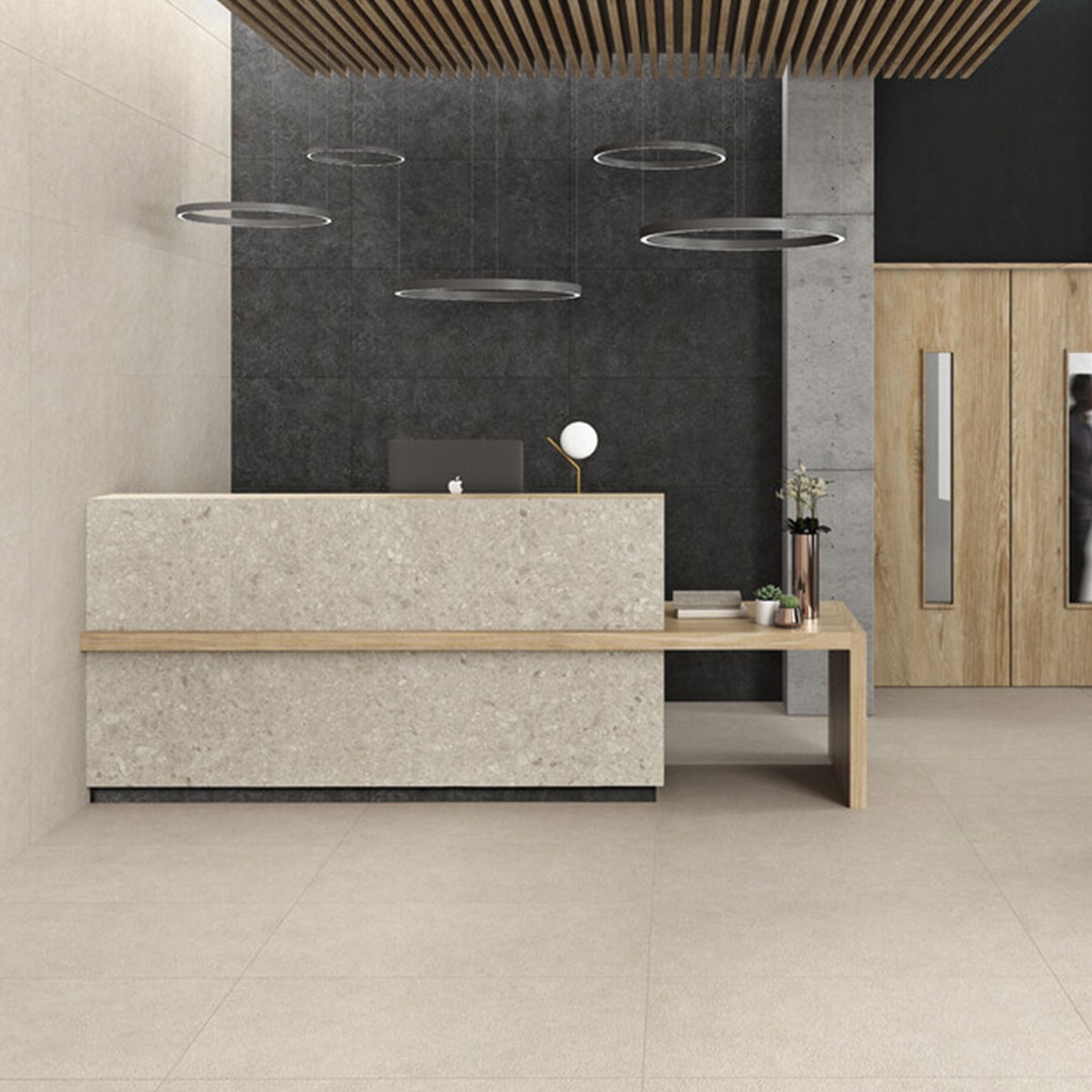 Innenraum mit Bodenbelag Kalksten Artic 30x60