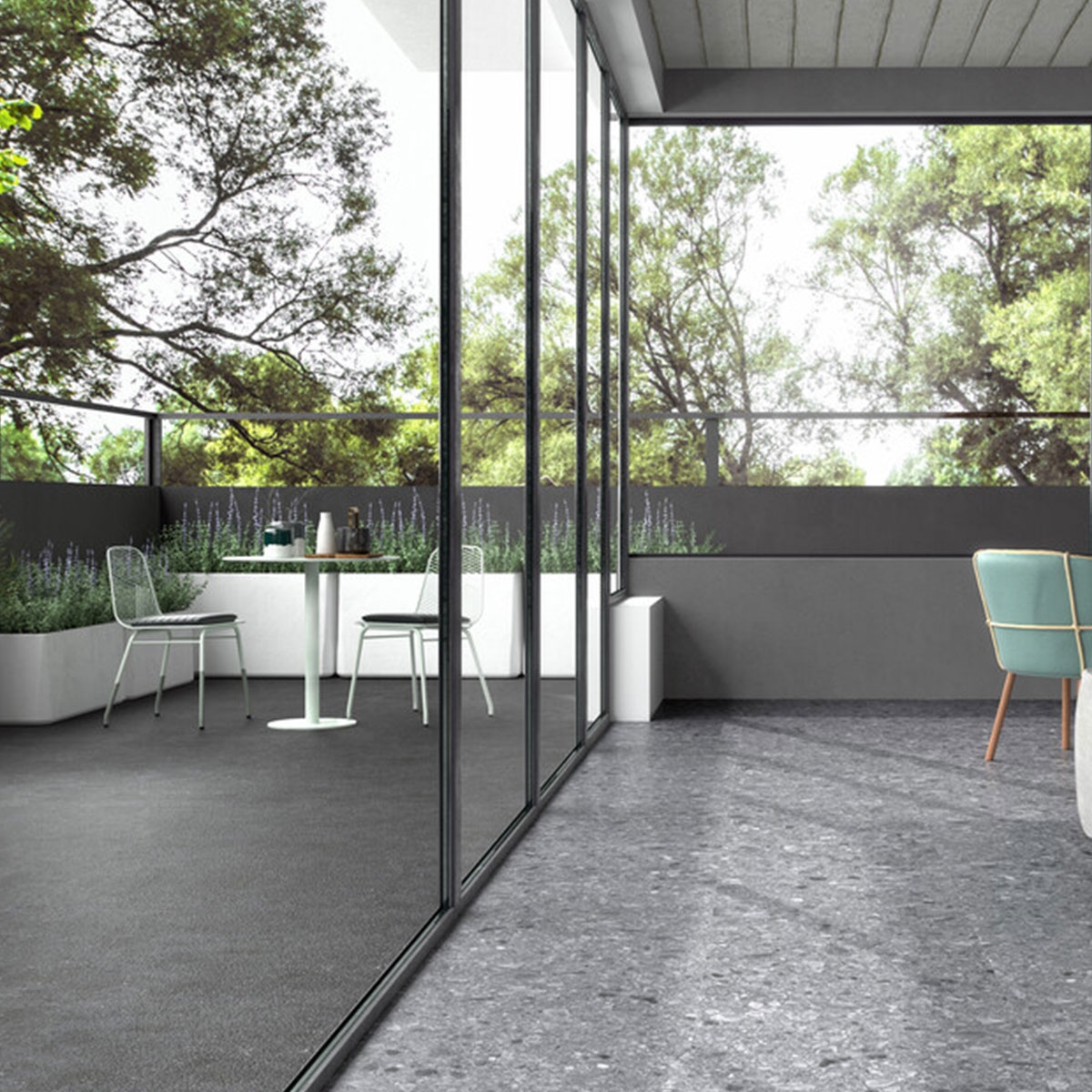 Extérieur avec revêtement de sol Kalksten Hammer Winter Anti-slip 90x90