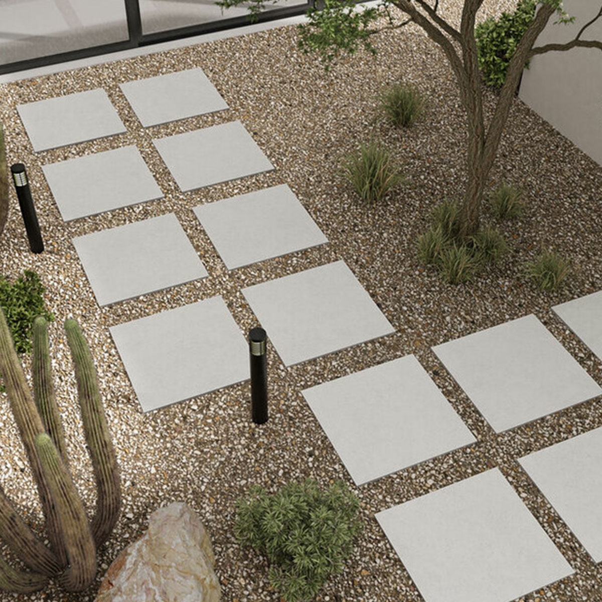 Außenansicht mit Kalksten Extrem Snow Rutschfest 90x90