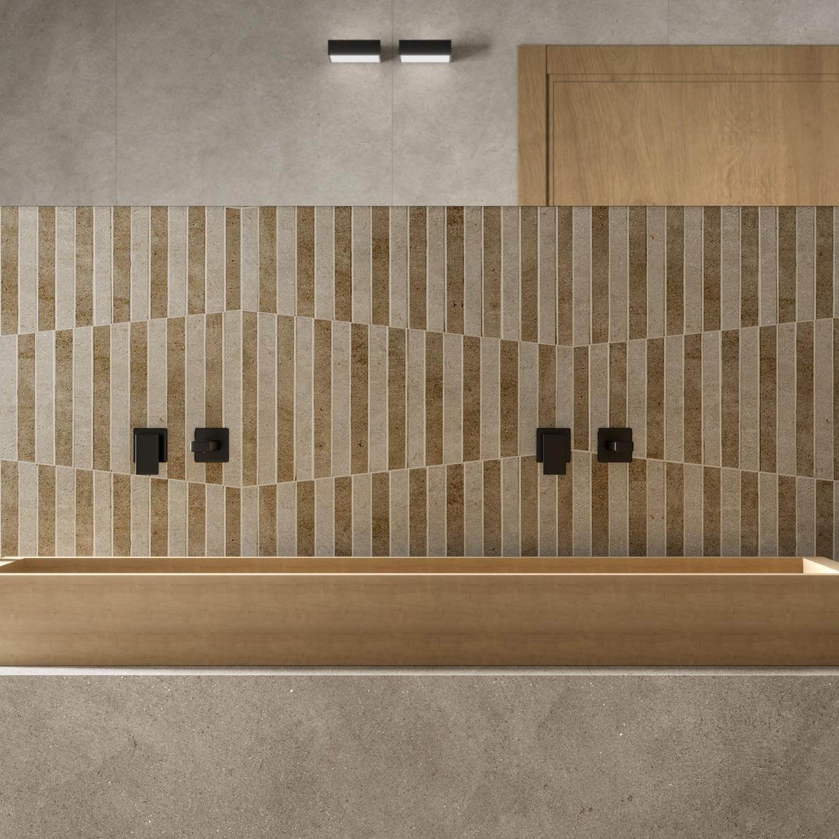 Bathroom with Mosaic Coating Module A+B Terratech Polvere 20x34 (Box 0.54m2)