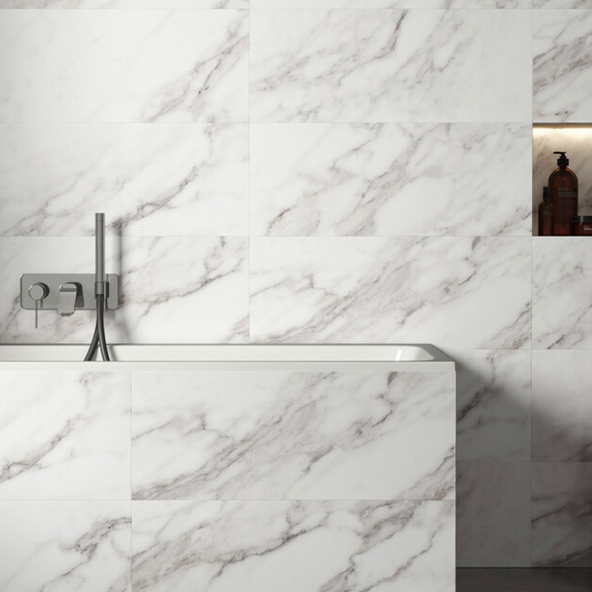 Baño con revestimiento Magnus White 30x75 (Caja 1.575m2)