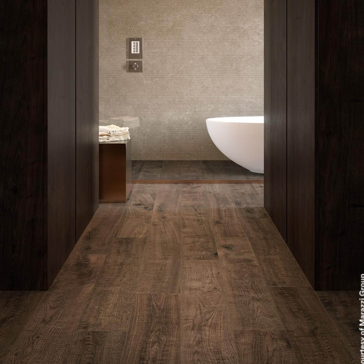 Interior con Pavimento Vero Quercia 20x120