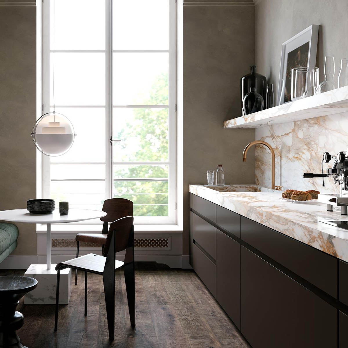 Cocina con Pavimento Vero Quercia 20x120