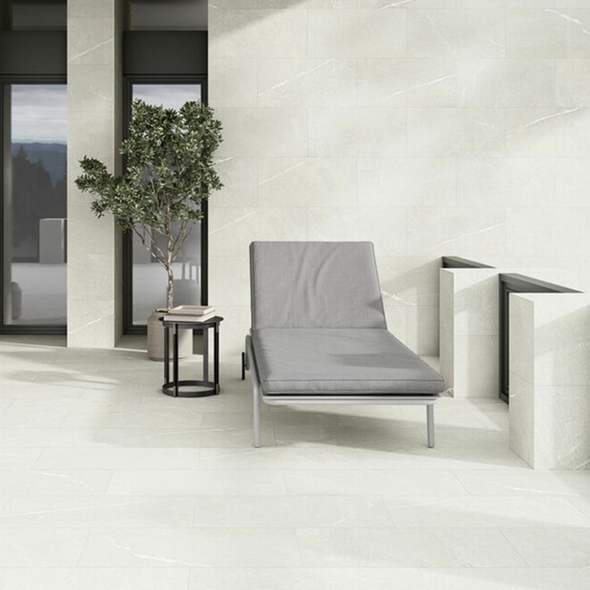 Exterior con pavimento y revestimiento Aiden White 30x60