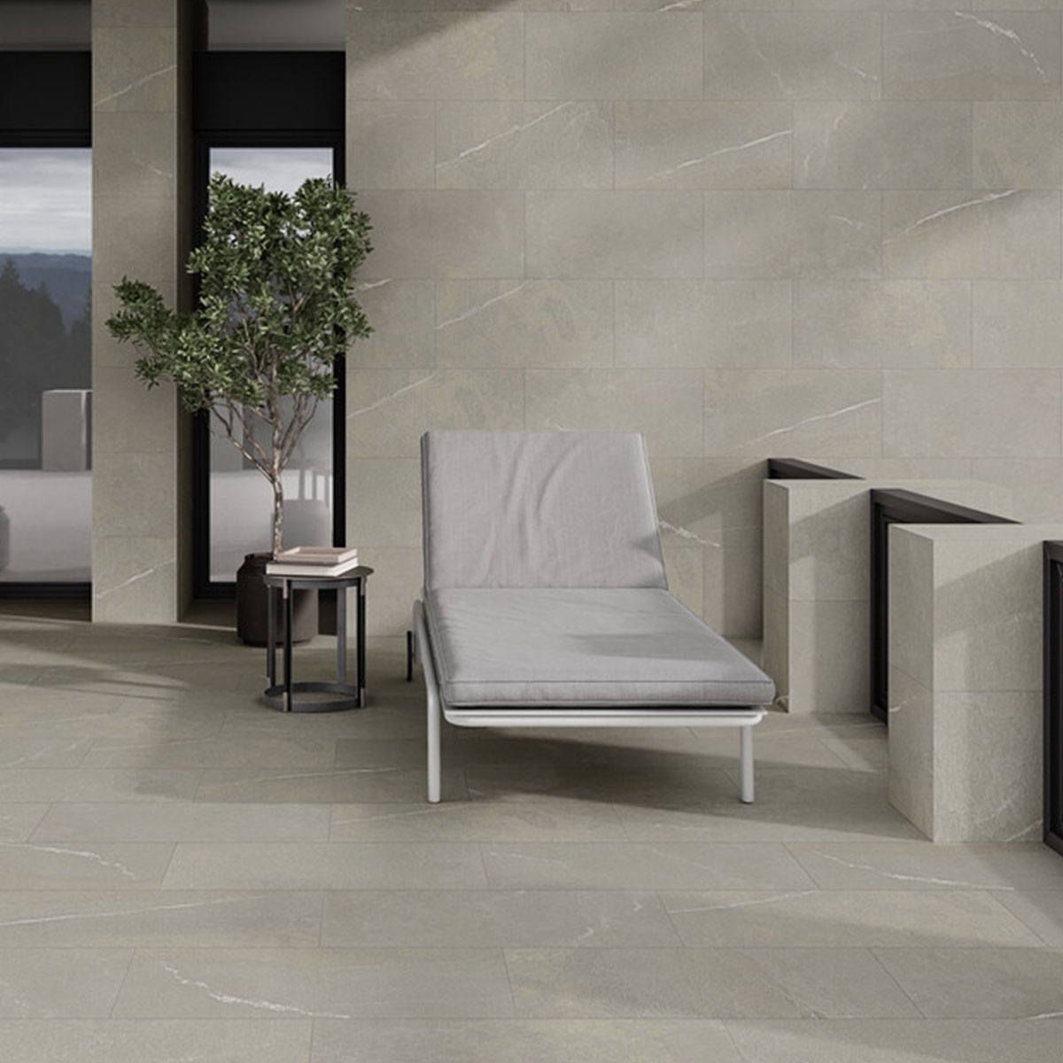 Exterior con pavimento y revestimiento Aiden Warm 30x60