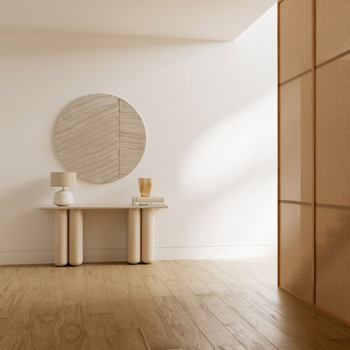 Innenraum mit Aland Honey 20x120 Fußboden