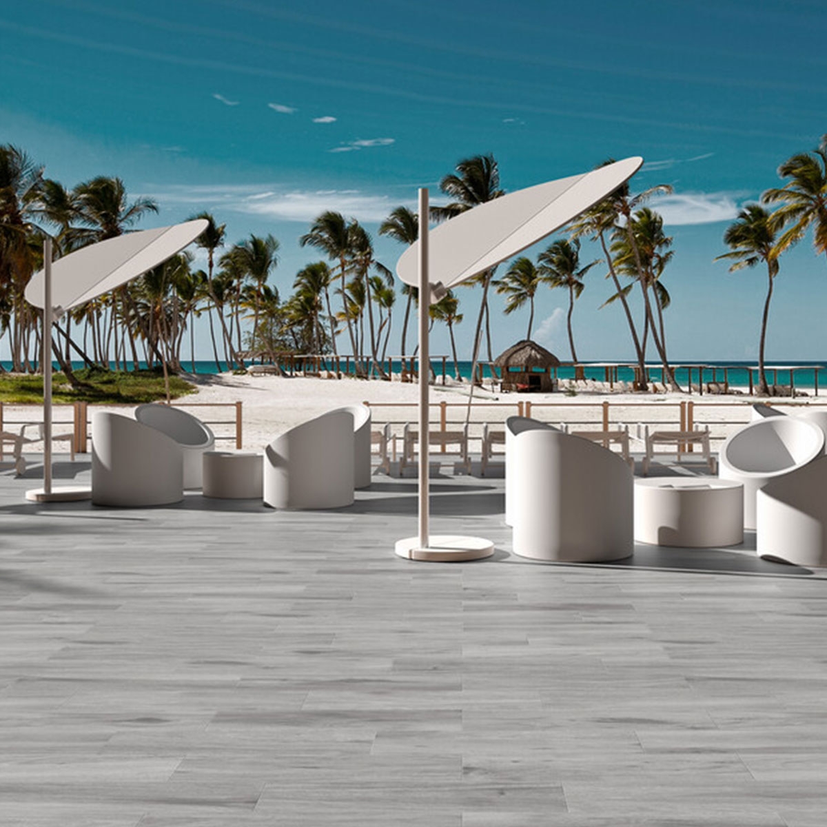 Exterior con pavimento Albero Grey 22.5x90