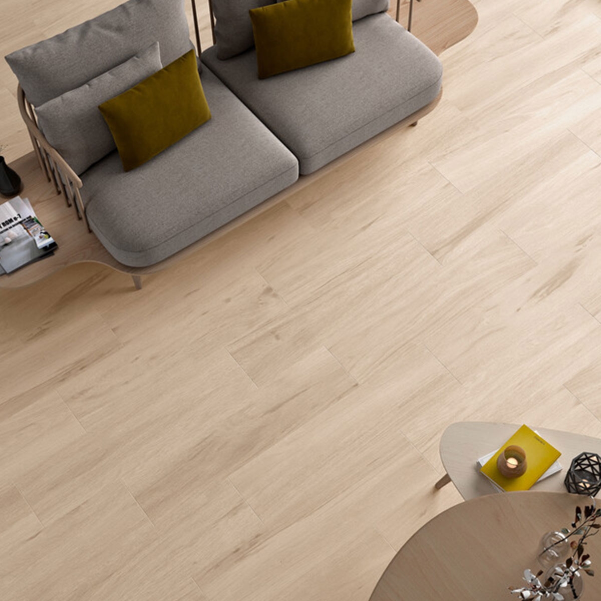 Interior con pavimento Albero Oak 22.5x90