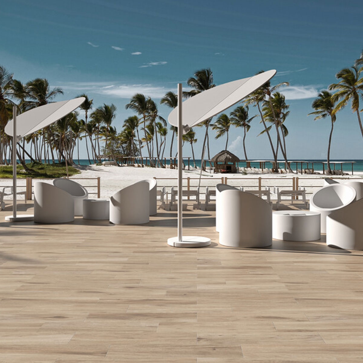 Exterior con pavimento Albero Oak 22.5x90