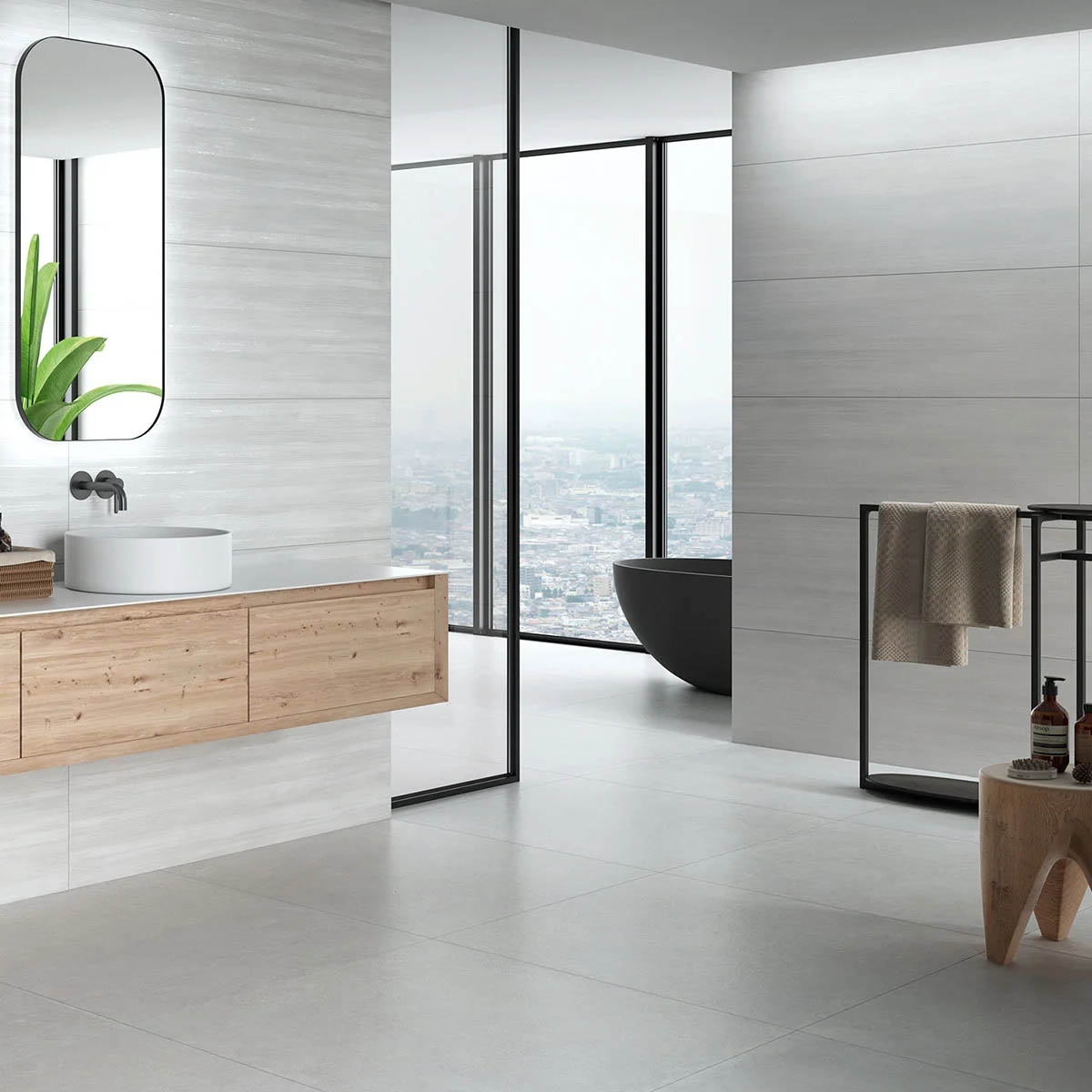 Bathroom with Q Serene White Coating 40x120