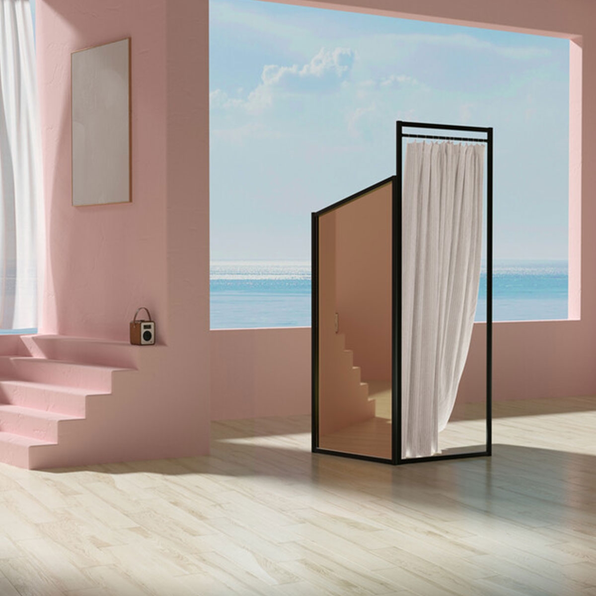 Interior con pavimento Ariz White 20x120