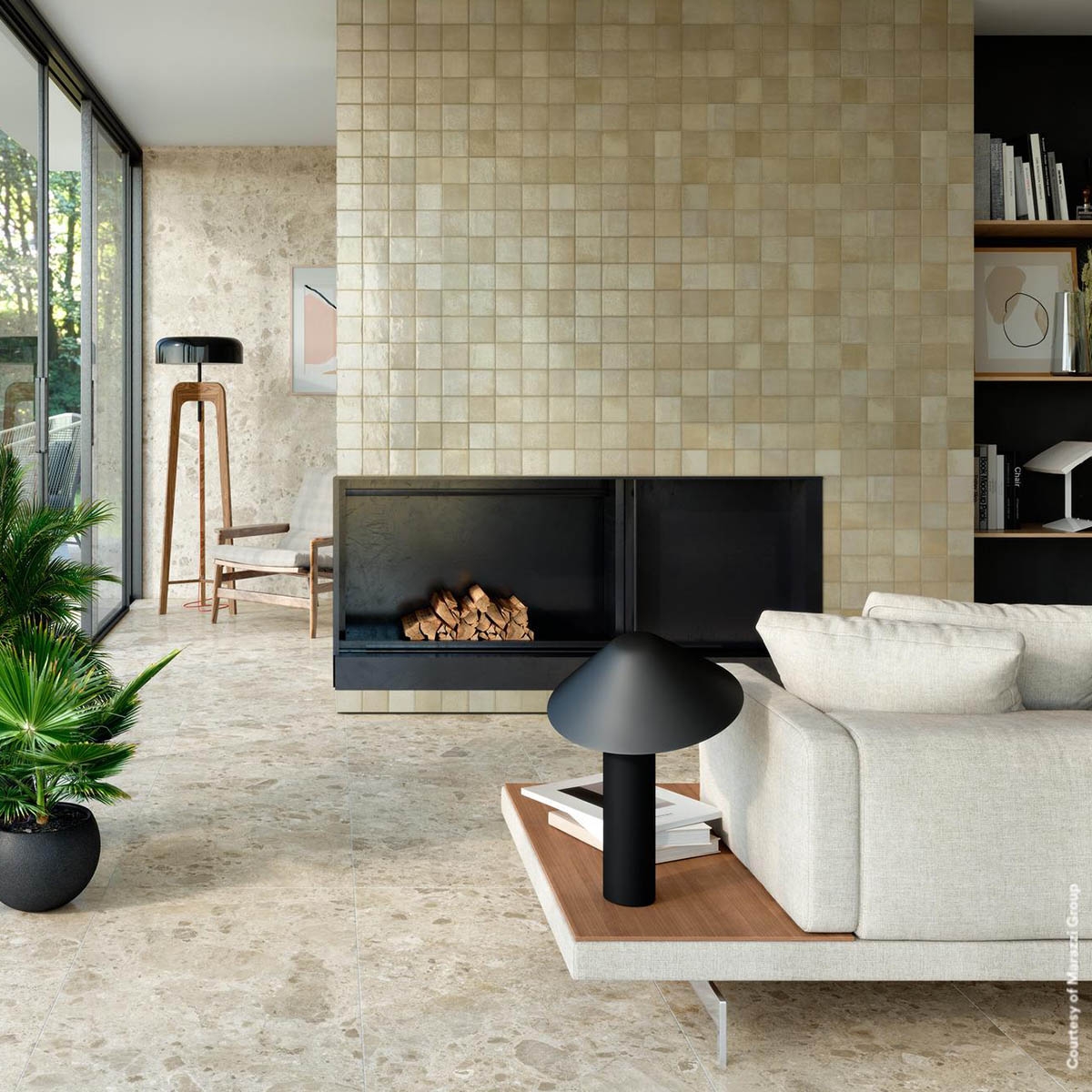 Sala de Estar com Revestimento de Lã Zellige 10x10