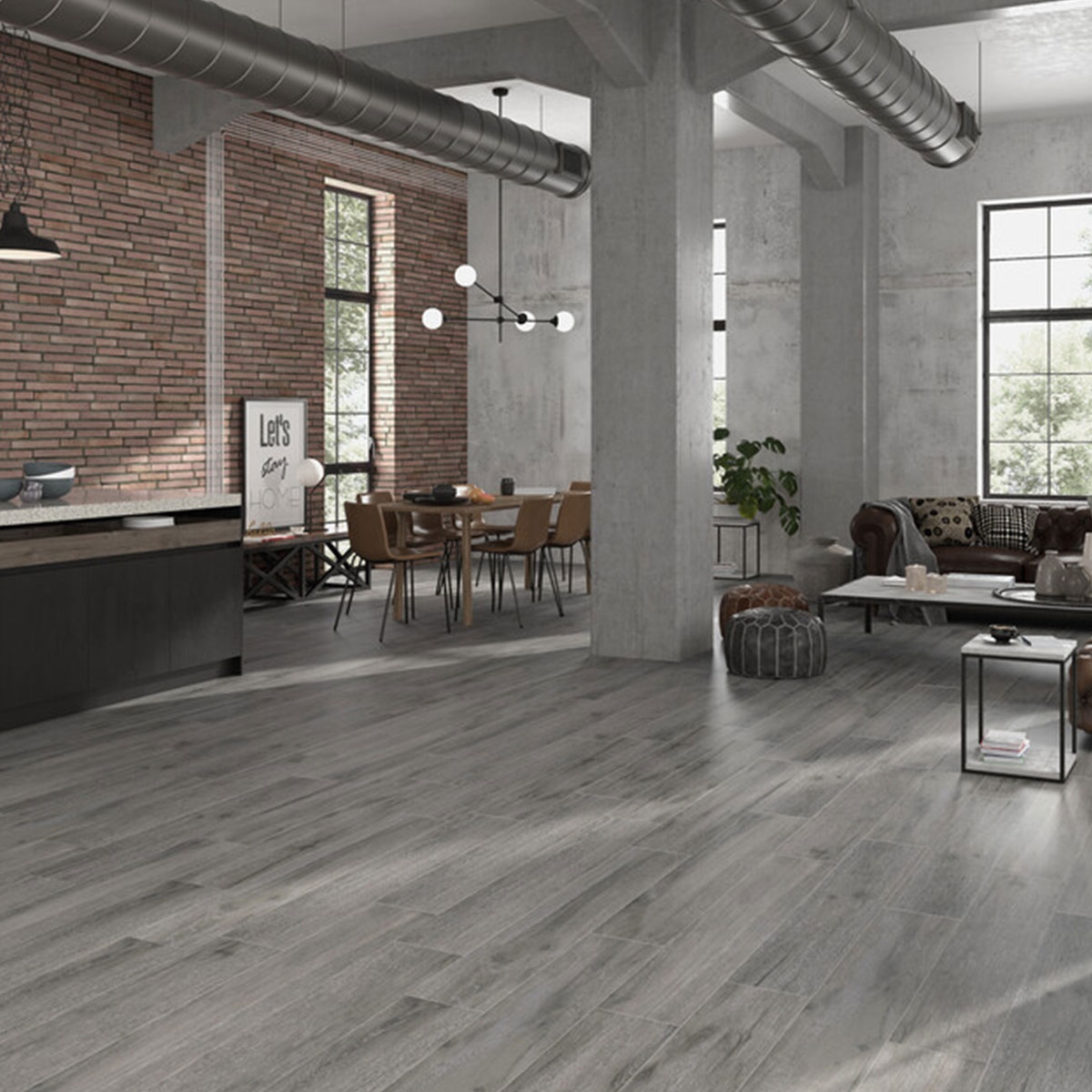 Innenraum mit Balok Ash Boden 20x120 (Box 1,2 m²)