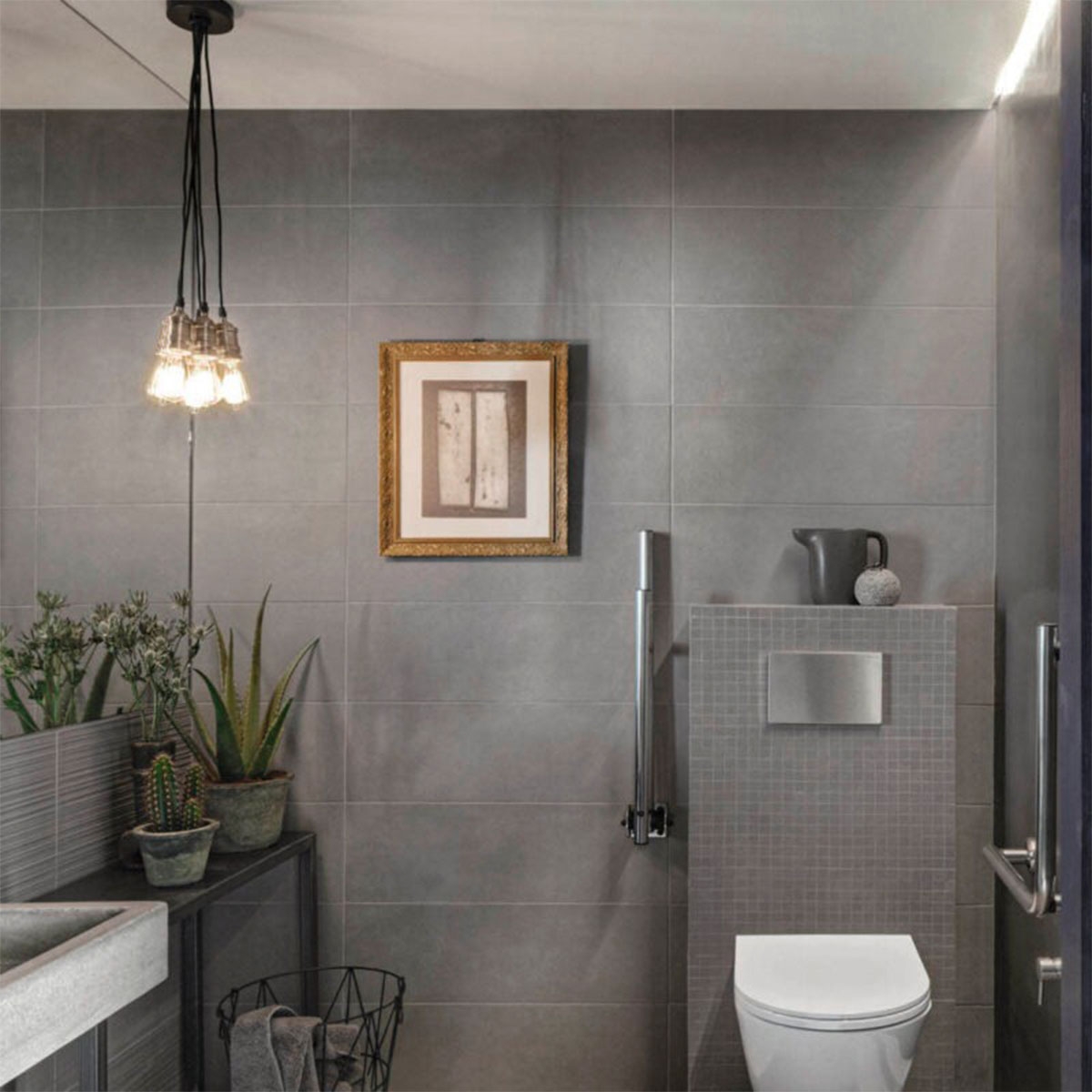 Interior with Smoke Mosaic Chalk coating 30x30