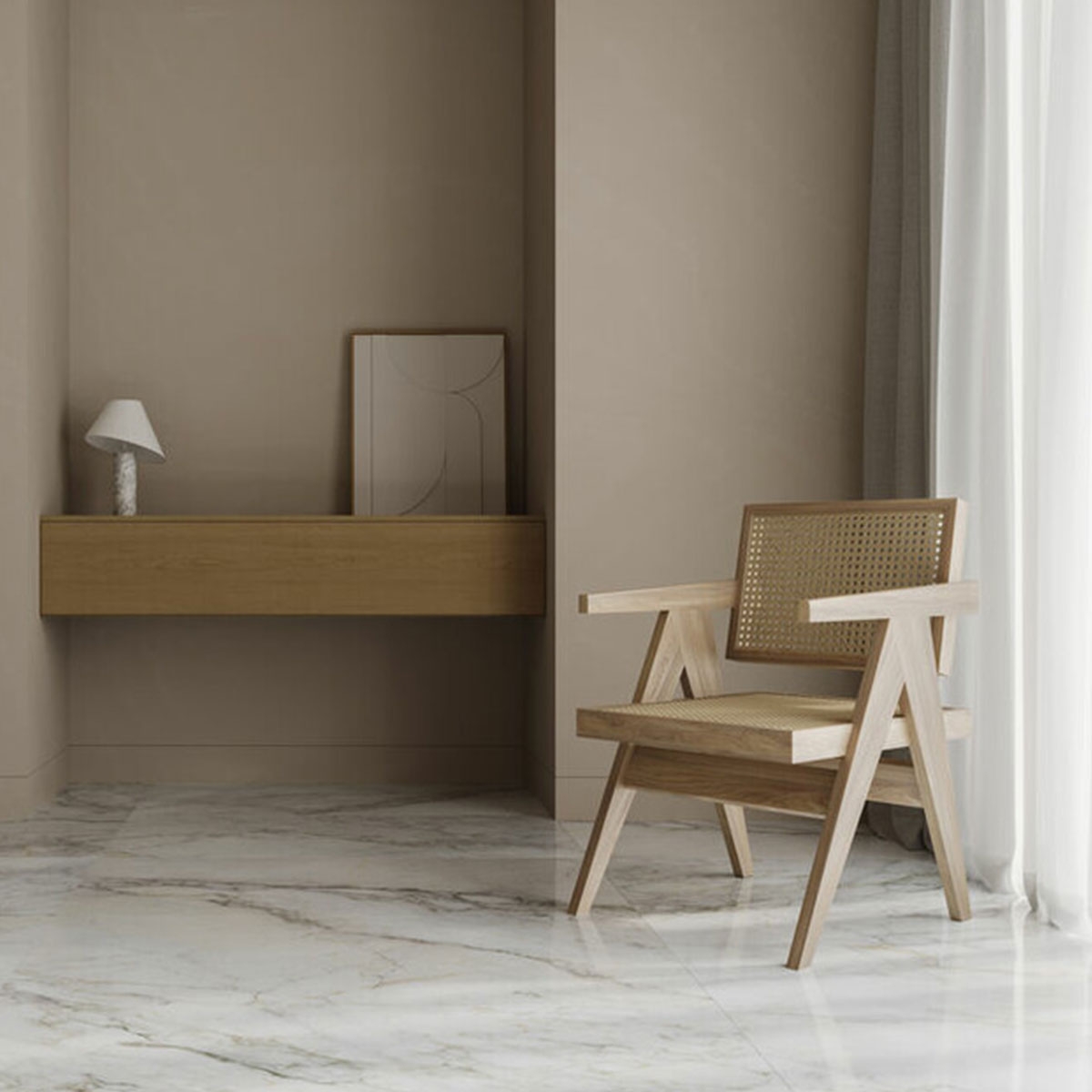 Interior con pavimento Bellini Salvia 60x120