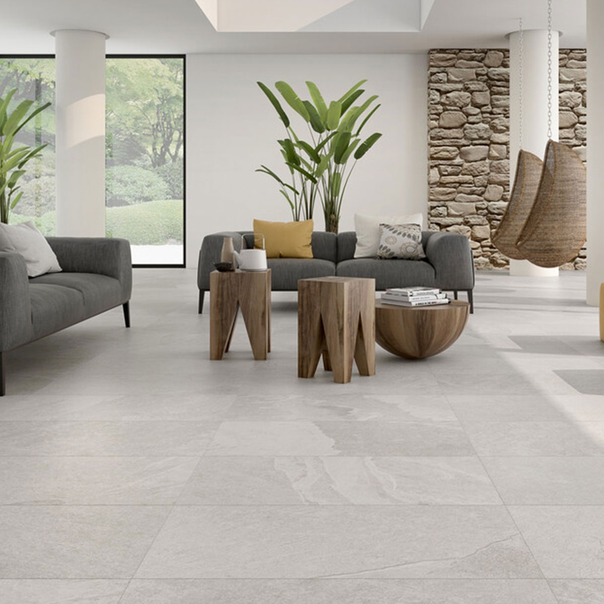 Interior con pavimento Black Peak White 30x60 (Caja 1.44m2)