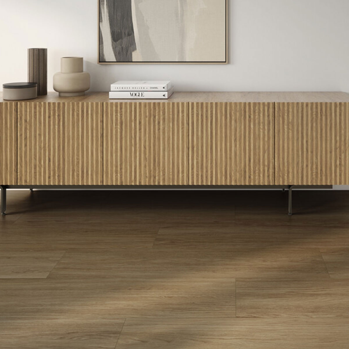 Interior con pavimento Bowland Honey 22.5x90